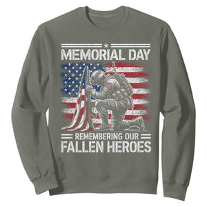 Memorial Day Sweatshirt Remembering Our Fallen Heroes Veteran Day American Flag TS11 Military Green Print Your Wear