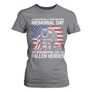 Memorial Day T Shirt For Women Remembering Our Fallen Heroes Veteran Day American Flag TS11 Charcoal Print Your Wear