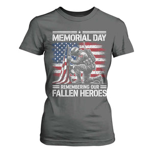 Memorial Day T Shirt For Women Remembering Our Fallen Heroes Veteran Day American Flag TS11 Dark Heather Print Your Wear