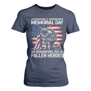 Memorial Day T Shirt For Women Remembering Our Fallen Heroes Veteran Day American Flag TS11 Navy Print Your Wear
