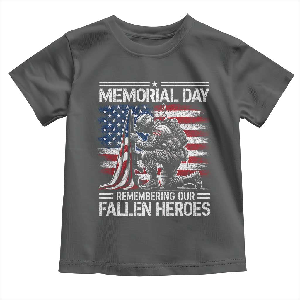 Memorial Day Toddler T Shirt Remembering Our Fallen Heroes Veteran Day American Flag TS11 Dark Heather Print Your Wear