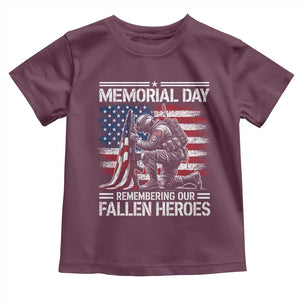 Memorial Day Toddler T Shirt Remembering Our Fallen Heroes Veteran Day American Flag TS11 Maroon Print Your Wear