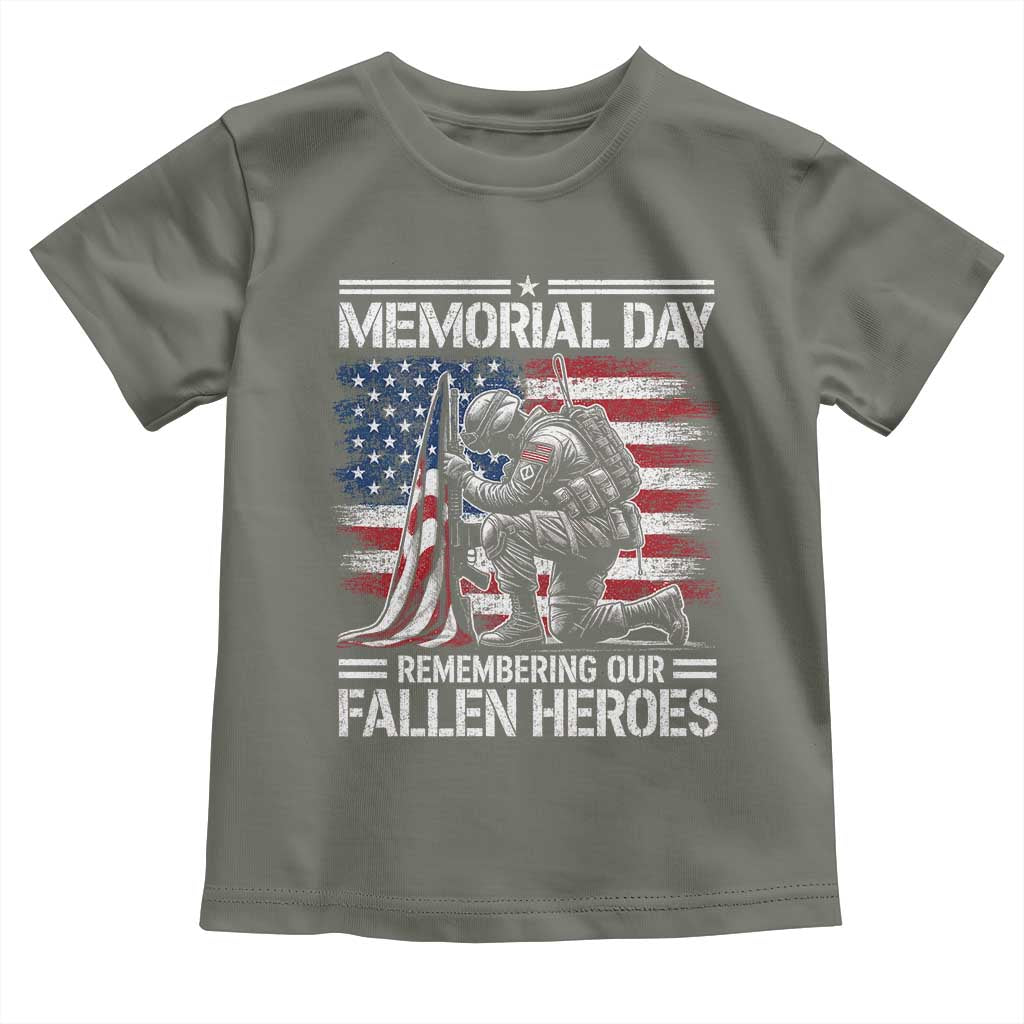 Memorial Day Toddler T Shirt Remembering Our Fallen Heroes Veteran Day American Flag TS11 Military Green Print Your Wear