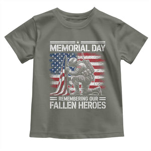 Memorial Day Toddler T Shirt Remembering Our Fallen Heroes Veteran Day American Flag TS11 Military Green Print Your Wear