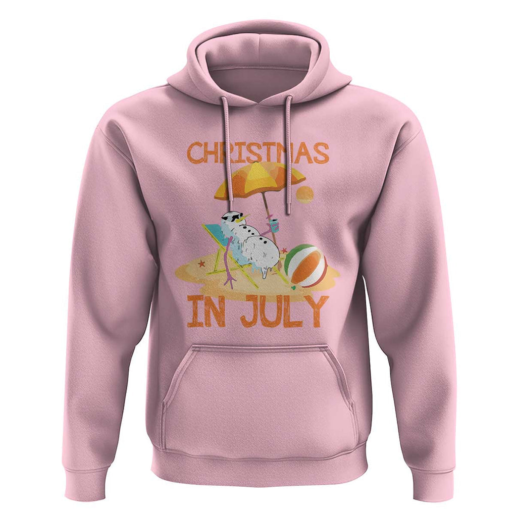 Funny Christmas In July Hoodie Snowman Summer Vacation Cocktails Beach TS11 Light Pink Print Your Wear