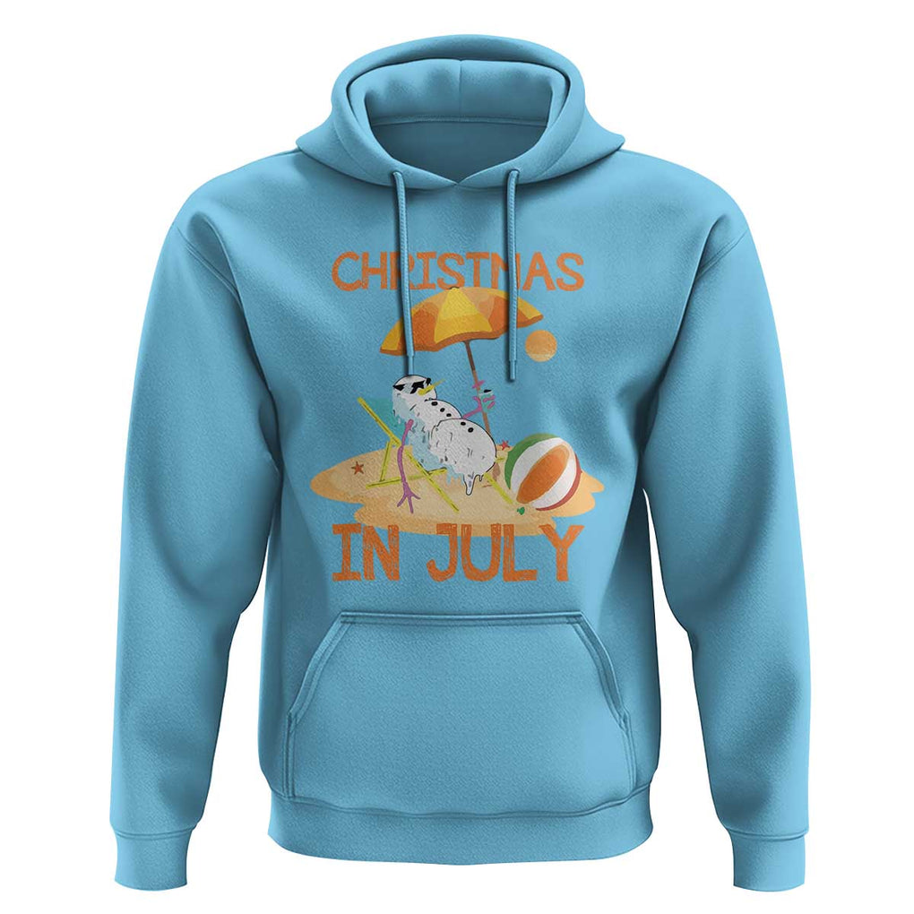 Funny Christmas In July Hoodie Snowman Summer Vacation Cocktails Beach TS11 Sky Print Your Wear