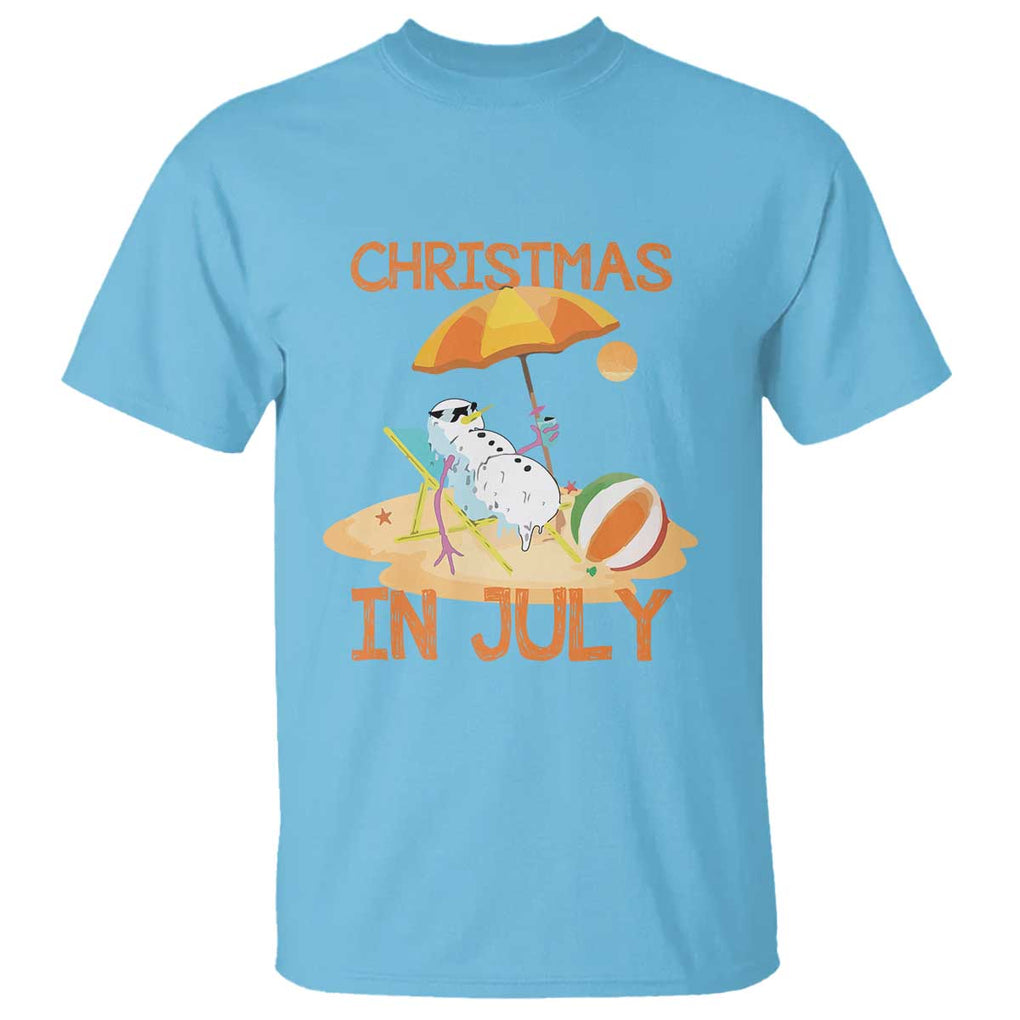 Funny Christmas In July T Shirt Snowman Summer Vacation Cocktails Beach TS11 Sky Print Your Wear