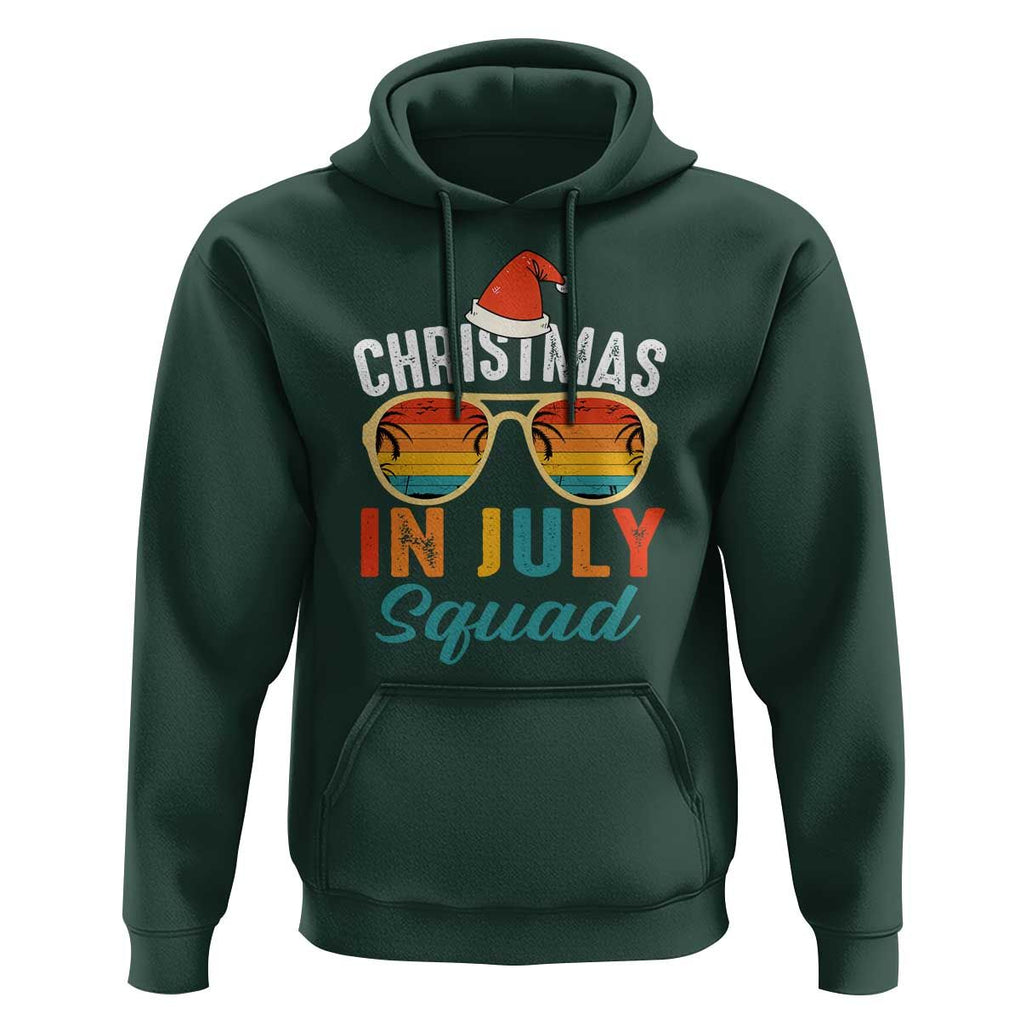 Funny Christmas In July Squad Hoodie Summer Xmas Beach Sunglasses TS11 Dark Forest Green Print Your Wear
