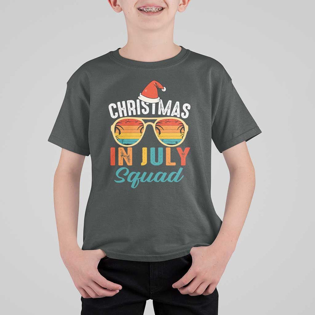 Funny Christmas In July Squad T Shirt For Kid Summer Xmas Beach Sunglasses TS11 Dark Heather Print Your Wear