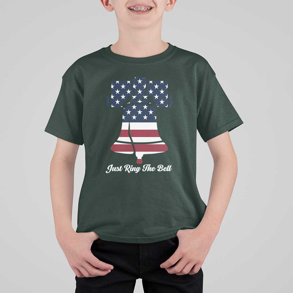 Vintage Liberty Bell T Shirt For Kid Just Ring The Bell USA Flag TS11 Dark Forest Green Print Your Wear