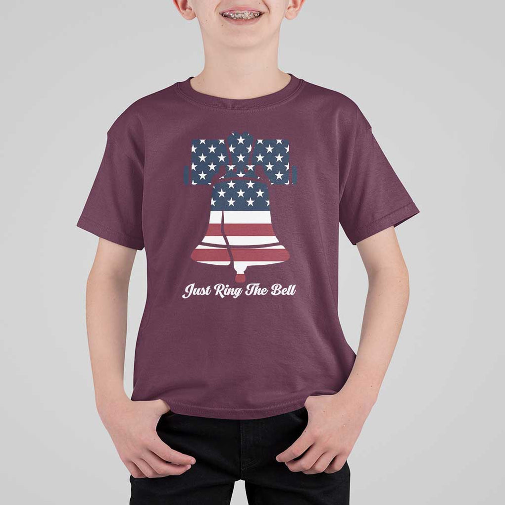 Vintage Liberty Bell T Shirt For Kid Just Ring The Bell USA Flag TS11 Maroon Print Your Wear