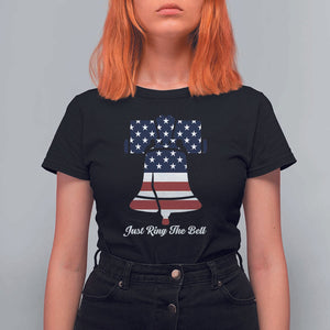 Vintage Liberty Bell T Shirt For Women Just Ring The Bell USA Flag TS11 Black Print Your Wear