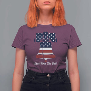 Vintage Liberty Bell T Shirt For Women Just Ring The Bell USA Flag TS11 Maroon Print Your Wear