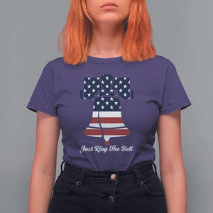 Vintage Liberty Bell T Shirt For Women Just Ring The Bell USA Flag TS11 Purple Print Your Wear
