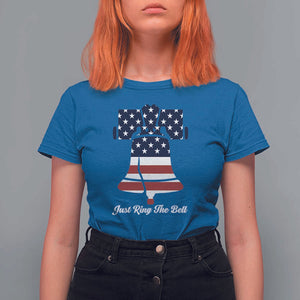 Vintage Liberty Bell T Shirt For Women Just Ring The Bell USA Flag TS11 Royal Blue Print Your Wear