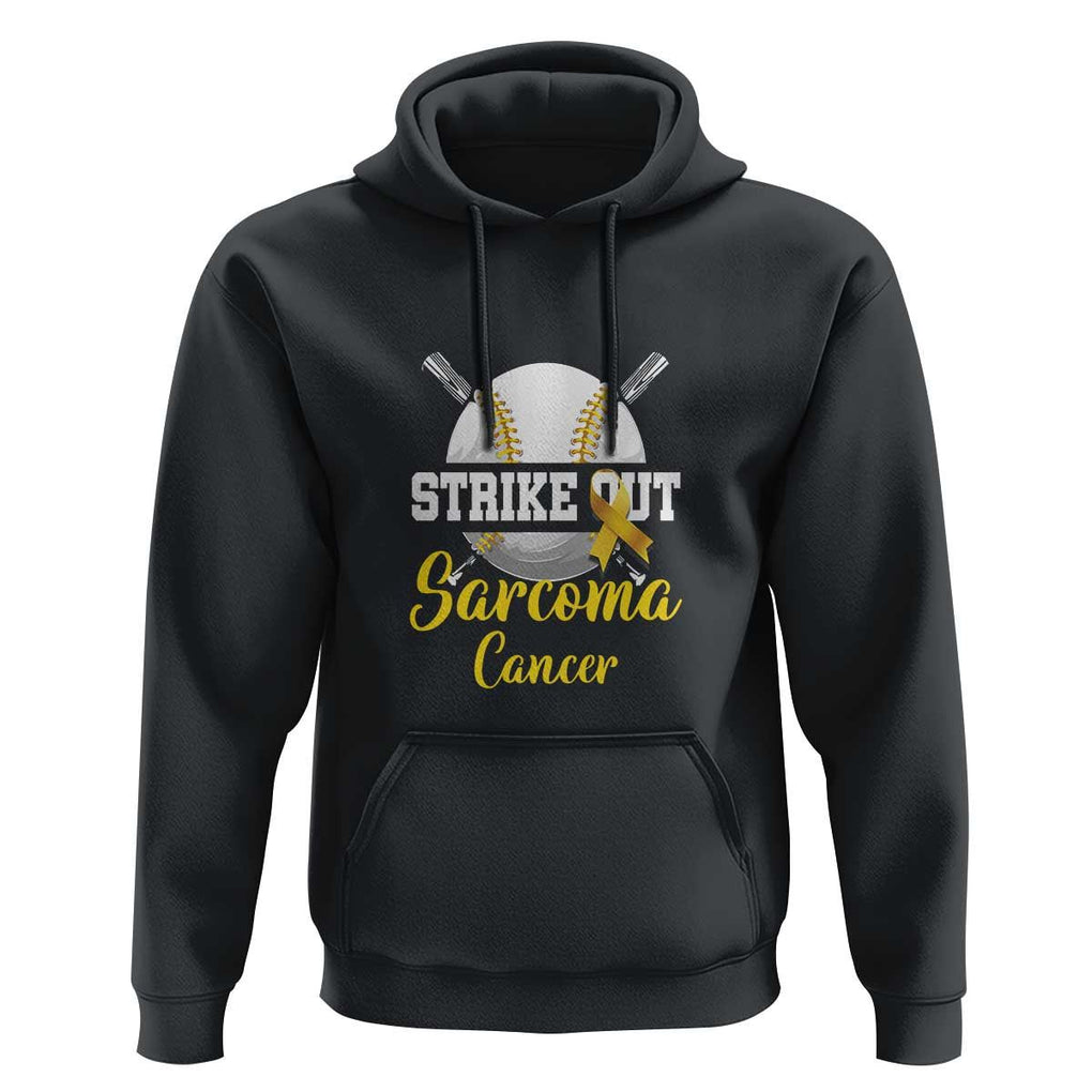 Strike Out Sarcoma Cancer Hoodie Baseball Fight Awareness Yellow Ribbon TS11 Black Print Your Wear