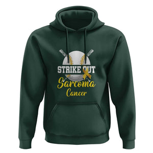 Strike Out Sarcoma Cancer Hoodie Baseball Fight Awareness Yellow Ribbon TS11 Dark Forest Green Print Your Wear