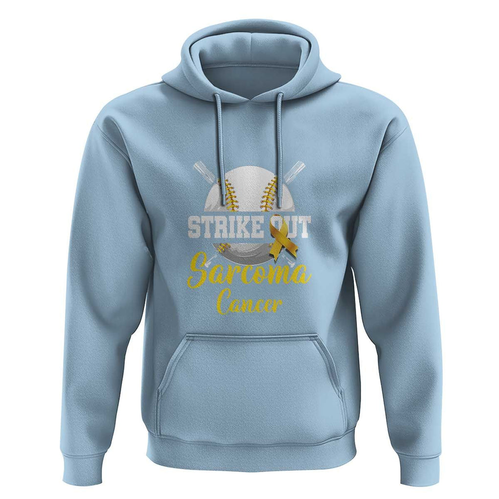 Strike Out Sarcoma Cancer Hoodie Baseball Fight Awareness Yellow Ribbon TS11 Light Blue Print Your Wear