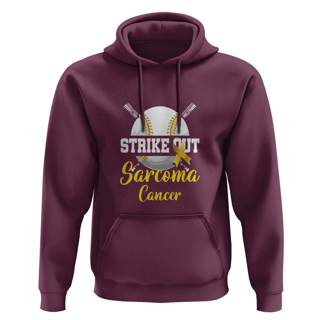 Strike Out Sarcoma Cancer Hoodie Baseball Fight Awareness Yellow Ribbon TS11 Maroon Print Your Wear