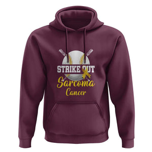 Strike Out Sarcoma Cancer Hoodie Baseball Fight Awareness Yellow Ribbon TS11 Maroon Print Your Wear