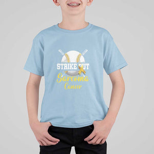 Strike Out Sarcoma Cancer T Shirt For Kid Baseball Fight Awareness Yellow Ribbon TS11 Light Blue Print Your Wear