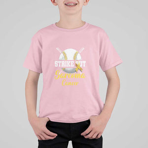 Strike Out Sarcoma Cancer T Shirt For Kid Baseball Fight Awareness Yellow Ribbon TS11 Light Pink Print Your Wear