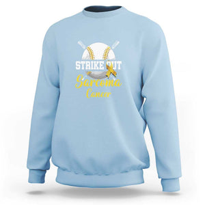 Strike Out Sarcoma Cancer Sweatshirt Baseball Fight Awareness Yellow Ribbon TS11 Light Blue Print Your Wear