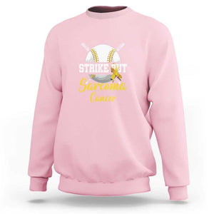 Strike Out Sarcoma Cancer Sweatshirt Baseball Fight Awareness Yellow Ribbon TS11 Light Pink Print Your Wear