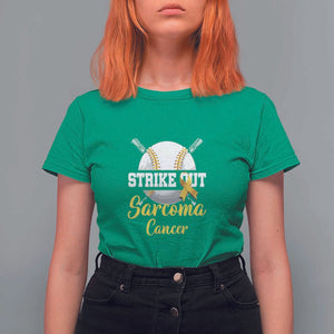 Strike Out Sarcoma Cancer T Shirt For Women Baseball Fight Awareness Yellow Ribbon TS11 Irish Green Print Your Wear