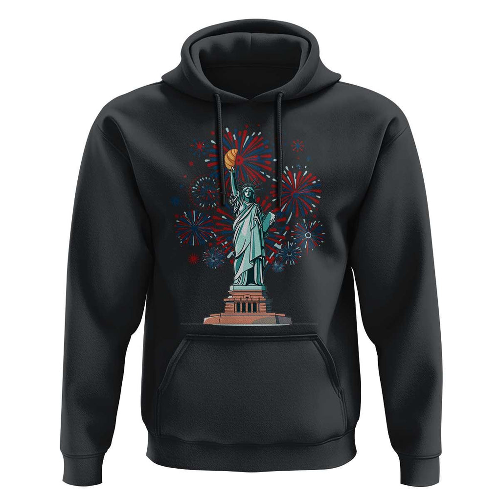 Funny America France Heritage Month Hoodie Statue of Liberty With Croissant TS11 Black Print Your Wear
