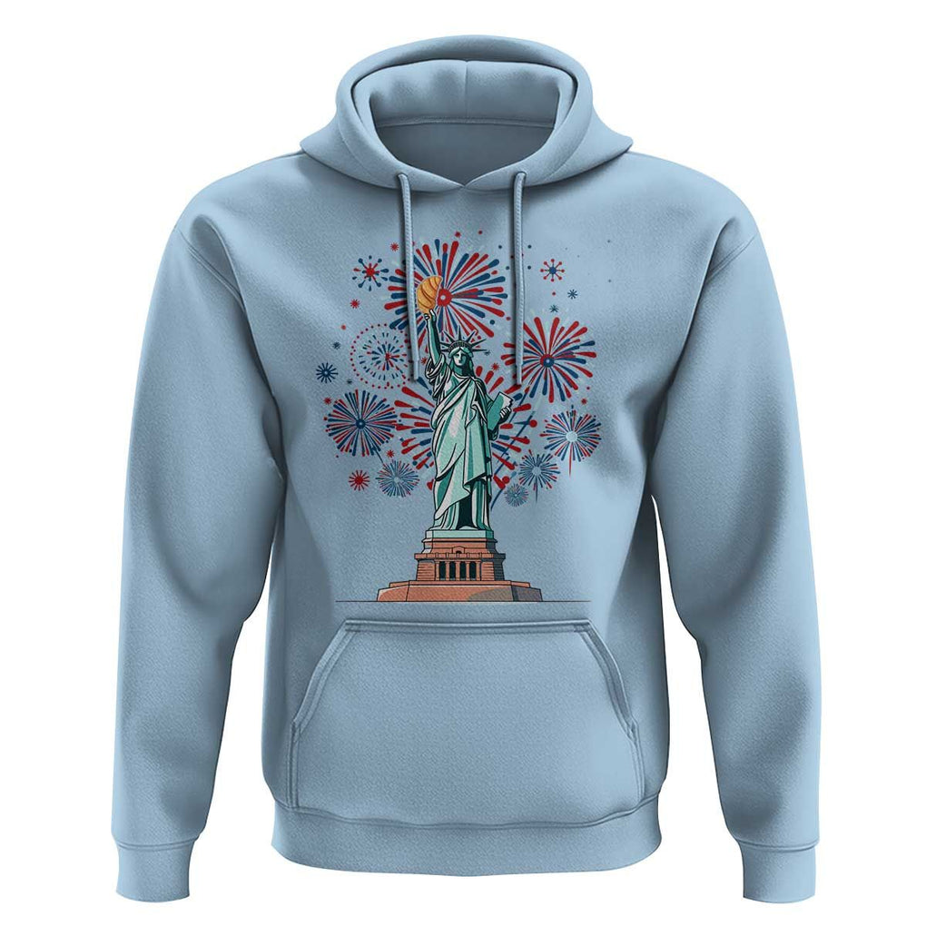 Funny America France Heritage Month Hoodie Statue of Liberty With Croissant TS11 Light Blue Print Your Wear