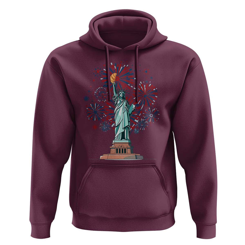 Funny America France Heritage Month Hoodie Statue of Liberty With Croissant TS11 Maroon Print Your Wear