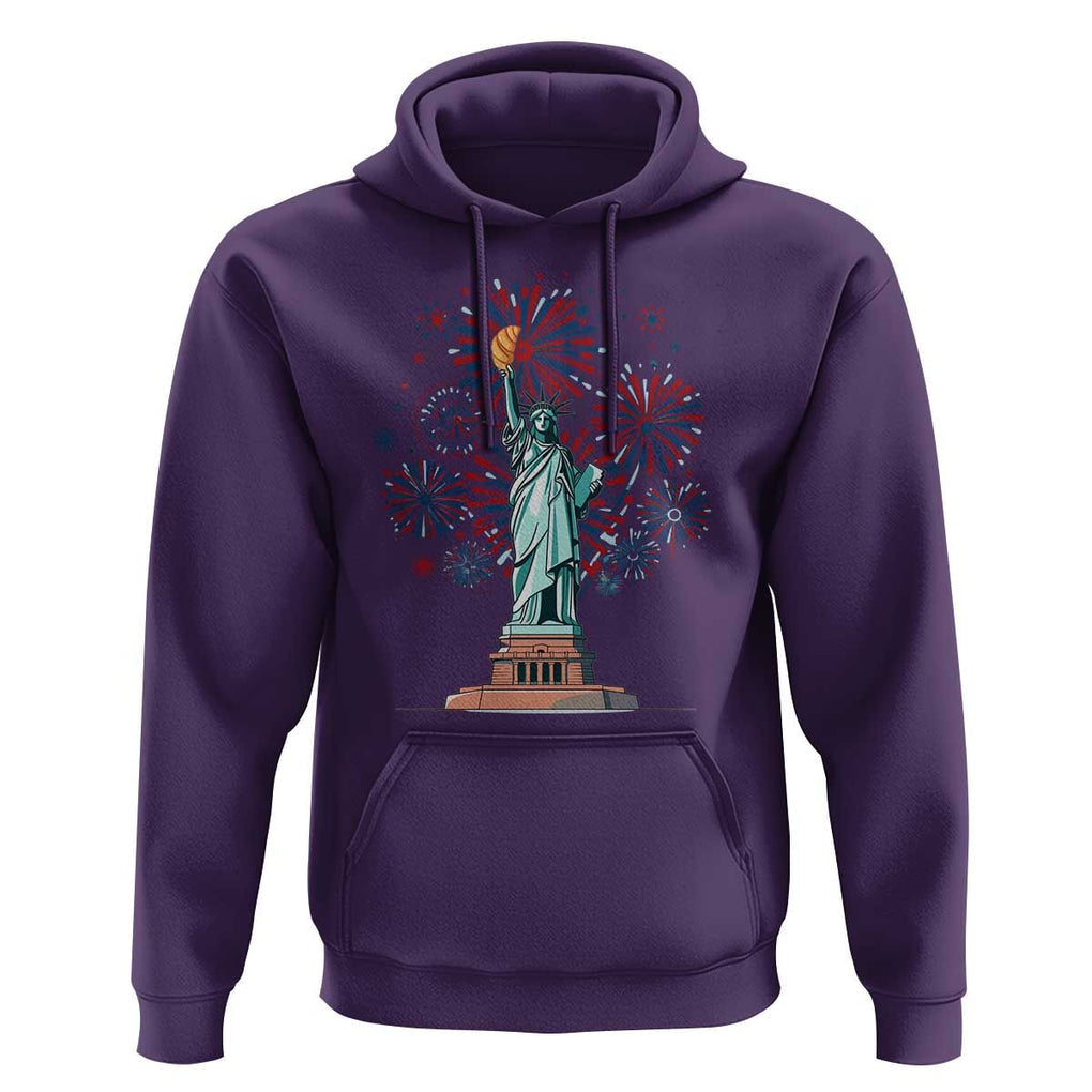 Funny America France Heritage Month Hoodie Statue of Liberty With Croissant TS11 Purple Print Your Wear