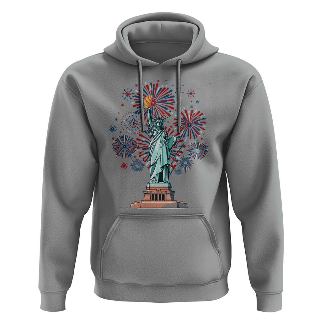 Funny America France Heritage Month Hoodie Statue of Liberty With Croissant TS11 Sport Gray Print Your Wear