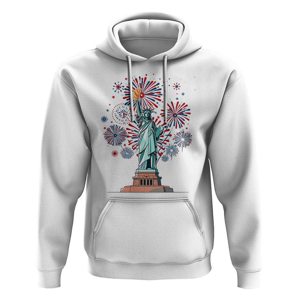 Funny America France Heritage Month Hoodie Statue of Liberty With Croissant TS11 White Print Your Wear