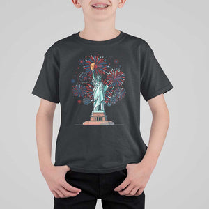 Funny America France Heritage Month T Shirt For Kid Statue of Liberty With Croissant TS11 Black Print Your Wear