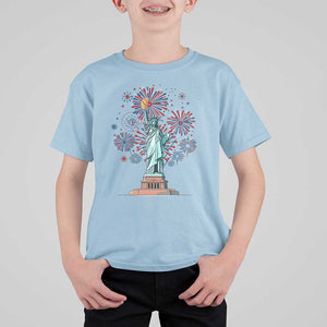 Funny America France Heritage Month T Shirt For Kid Statue of Liberty With Croissant TS11 Light Blue Print Your Wear