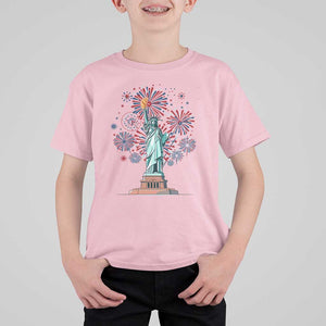 Funny America France Heritage Month T Shirt For Kid Statue of Liberty With Croissant TS11 Light Pink Print Your Wear