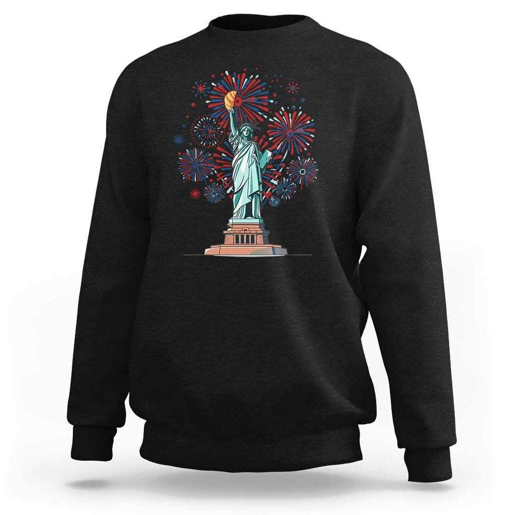 Funny America France Heritage Month Sweatshirt Statue of Liberty With Croissant TS11 Black Print Your Wear