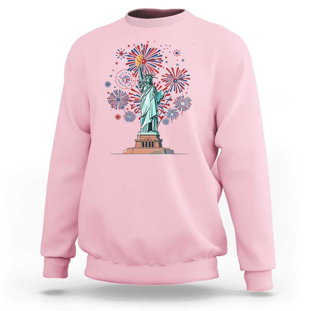 Funny America France Heritage Month Sweatshirt Statue of Liberty With Croissant TS11 Light Pink Print Your Wear