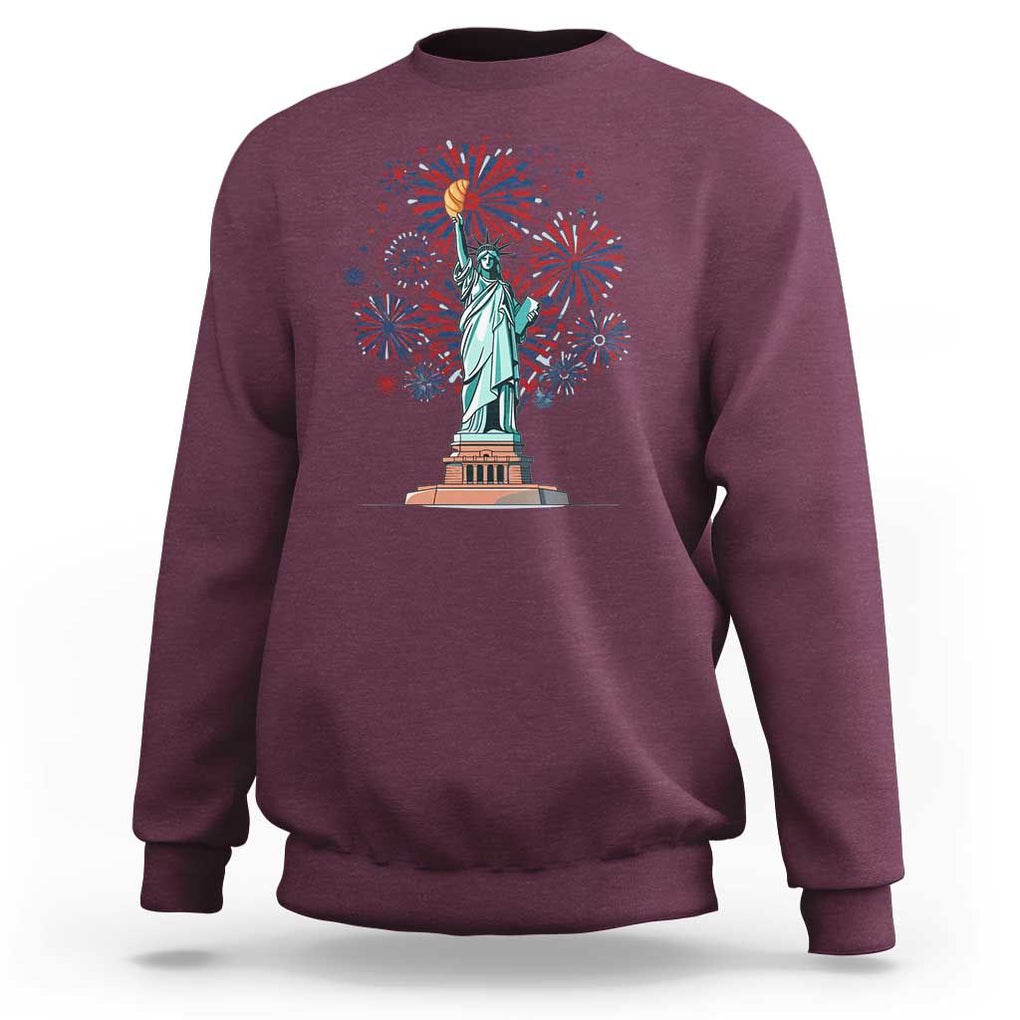 Funny America France Heritage Month Sweatshirt Statue of Liberty With Croissant TS11 Maroon Print Your Wear