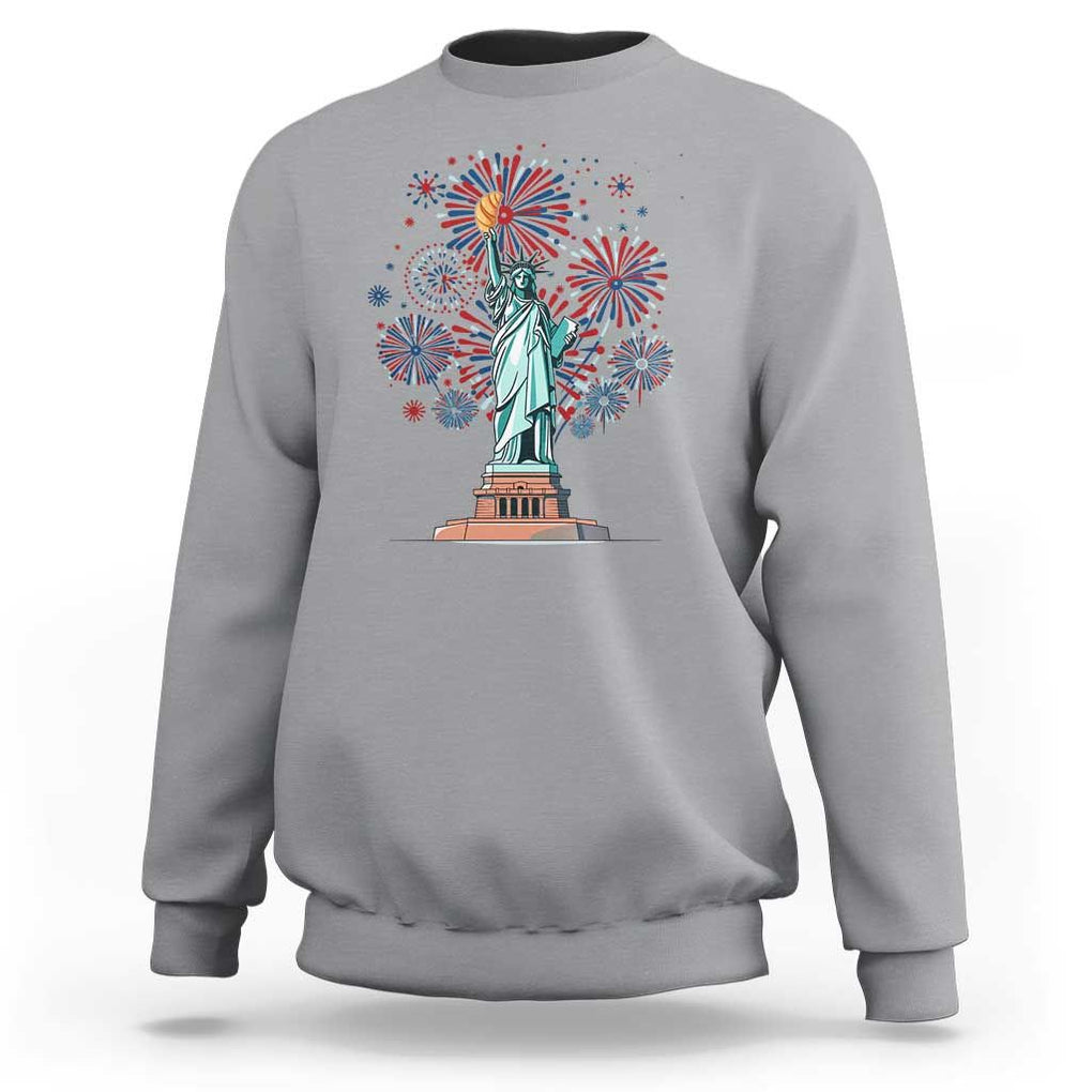 Funny America France Heritage Month Sweatshirt Statue of Liberty With Croissant TS11 Sport Gray Print Your Wear