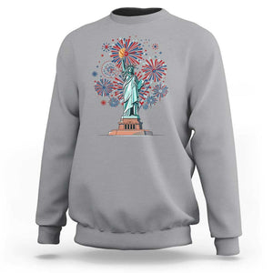 Funny America France Heritage Month Sweatshirt Statue of Liberty With Croissant TS11 Sport Gray Print Your Wear