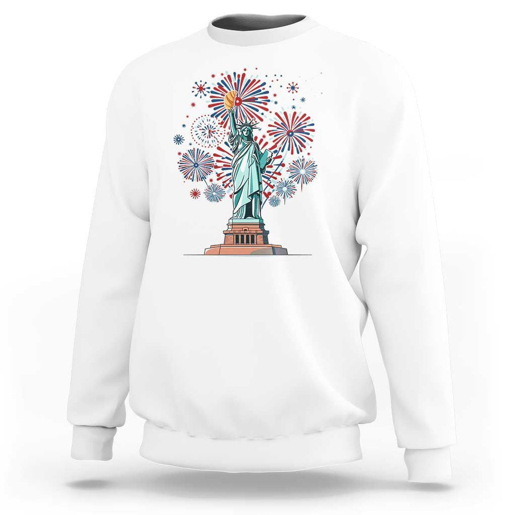 Funny America France Heritage Month Sweatshirt Statue of Liberty With Croissant TS11 White Print Your Wear