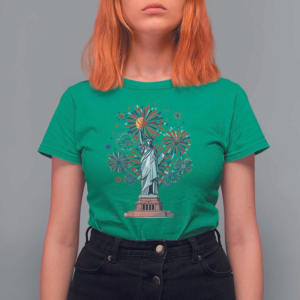 Funny America France Heritage Month T Shirt For Women Statue of Liberty With Croissant TS11 Irish Green Print Your Wear