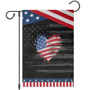 4th of July American Flag Heart USA Patriotic Garden Flag Star Stripes TS11 Distressed Black Blue Print Your Wear