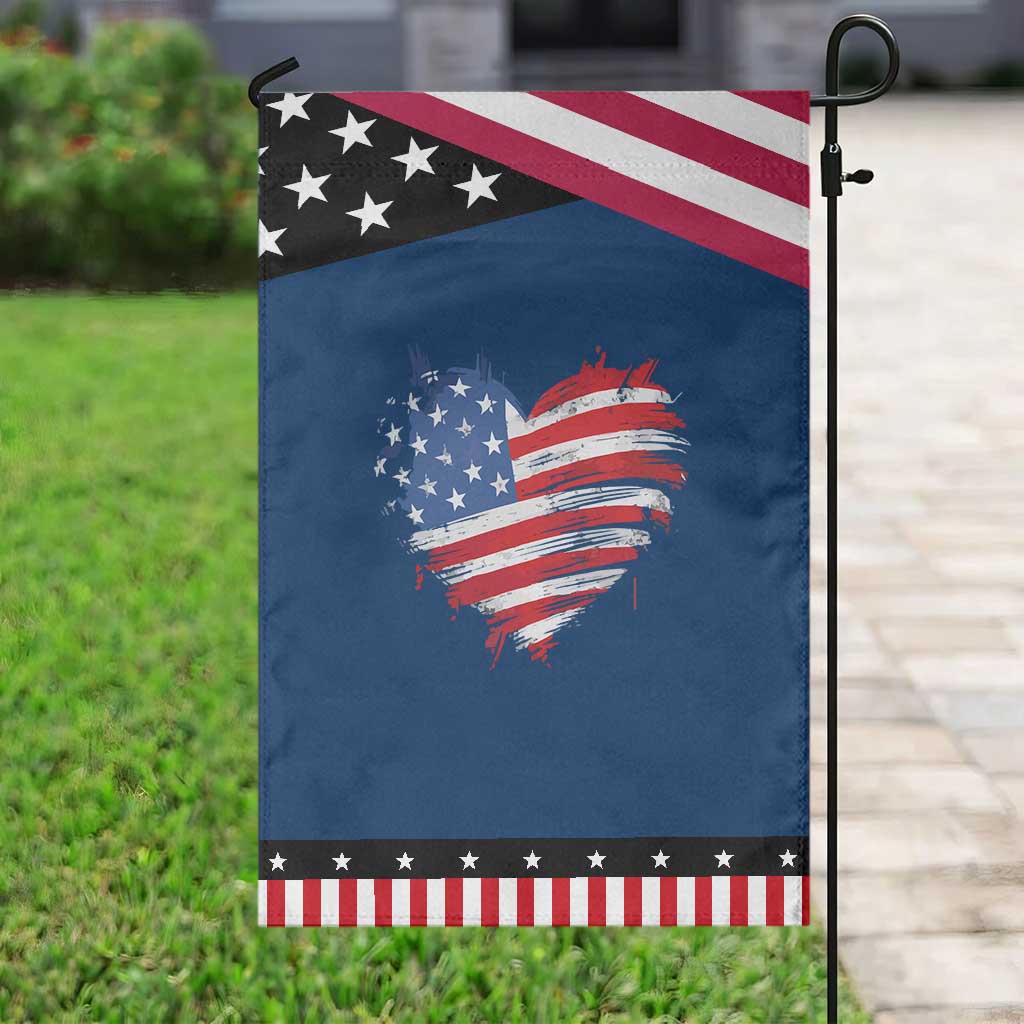 4th of July American Flag Heart USA Patriotic Garden Flag Star Stripes TS11 Classic Blue Black Print Your Wear