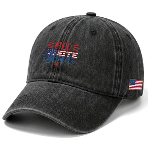 Funny 4th Of july Red White And Blonde Washed Cotton Baseball Cap Patriotic American Flag TS11 Print Your Wear
