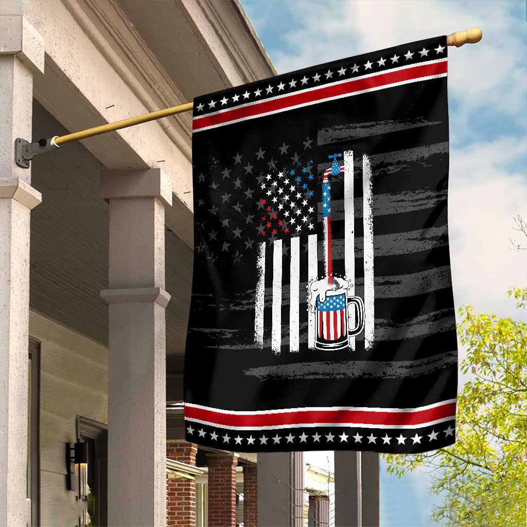 Funny Pouring Beer American Flag 4th Of July Craft Brewery Garden Flag TS11 Distressed Black Red Print Your Wear
