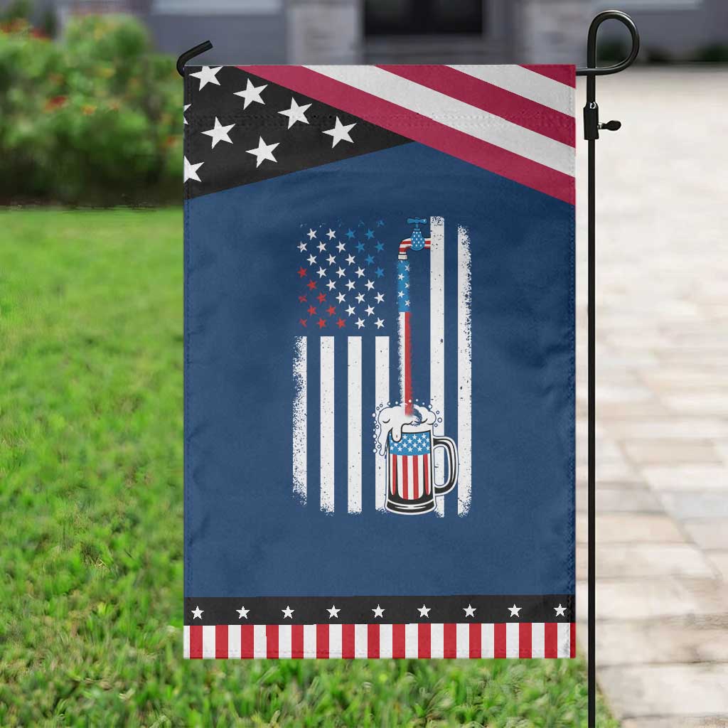 Funny Pouring Beer American Flag 4th Of July Craft Brewery Garden Flag TS11 Classic Blue Black Print Your Wear